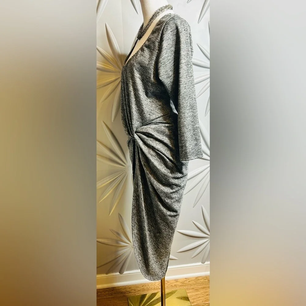 NWT The Vanity Room SZ L gray & white knot front dress, bust 36”-40” - Picture 6 of 10